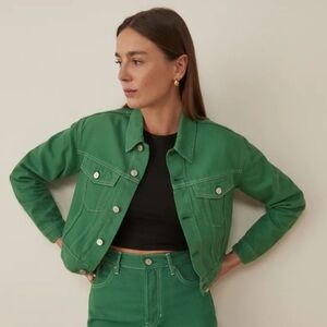 Reformation Green Jean Jacket